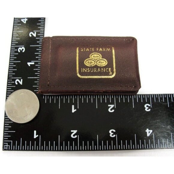 Vintage Leather Money Clip Sate Farm Insurance Men Wallet ID Credit Card Holder - Picture 5 of 8